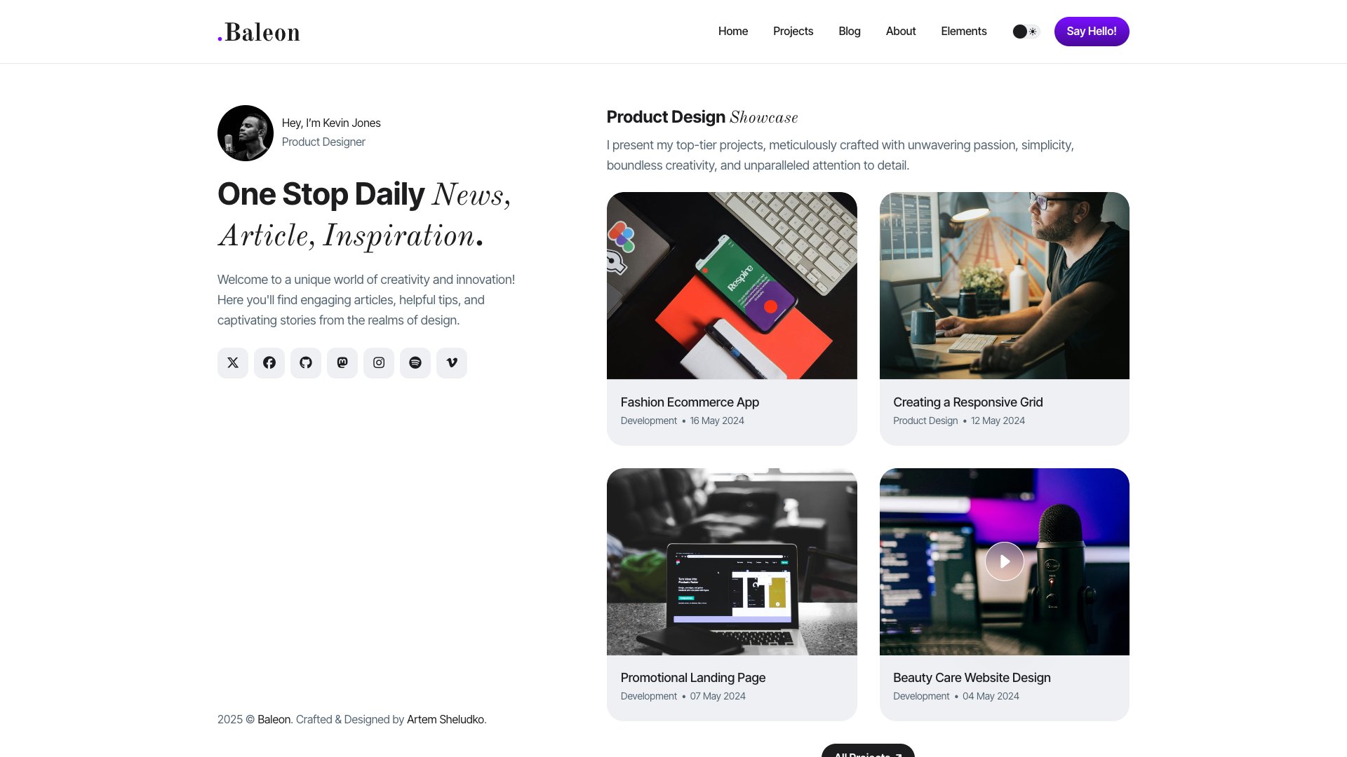 Baleon - Premium Portfolio and Blog Jekyll Theme with Project Case Studies Testimonials and FAQ Section