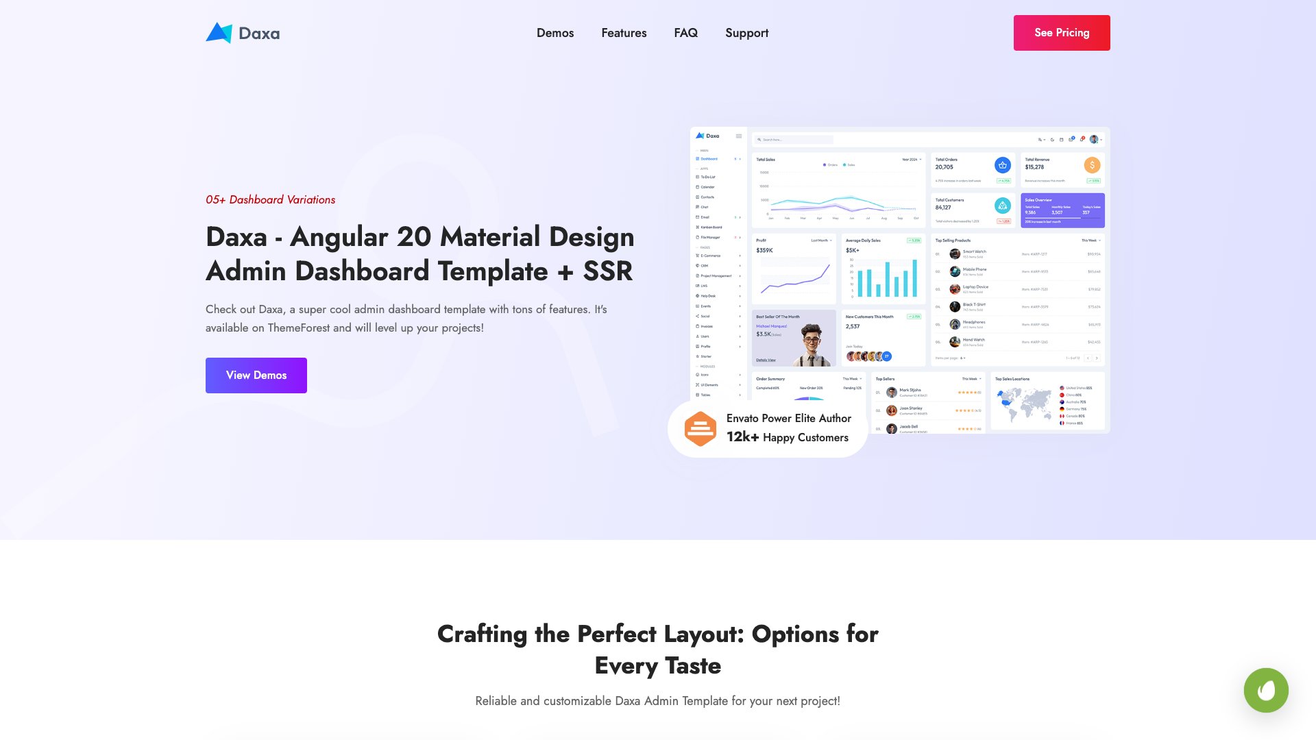 Daxa Angular - Budget-friendly Material Design admin with SSR support for Angular 20