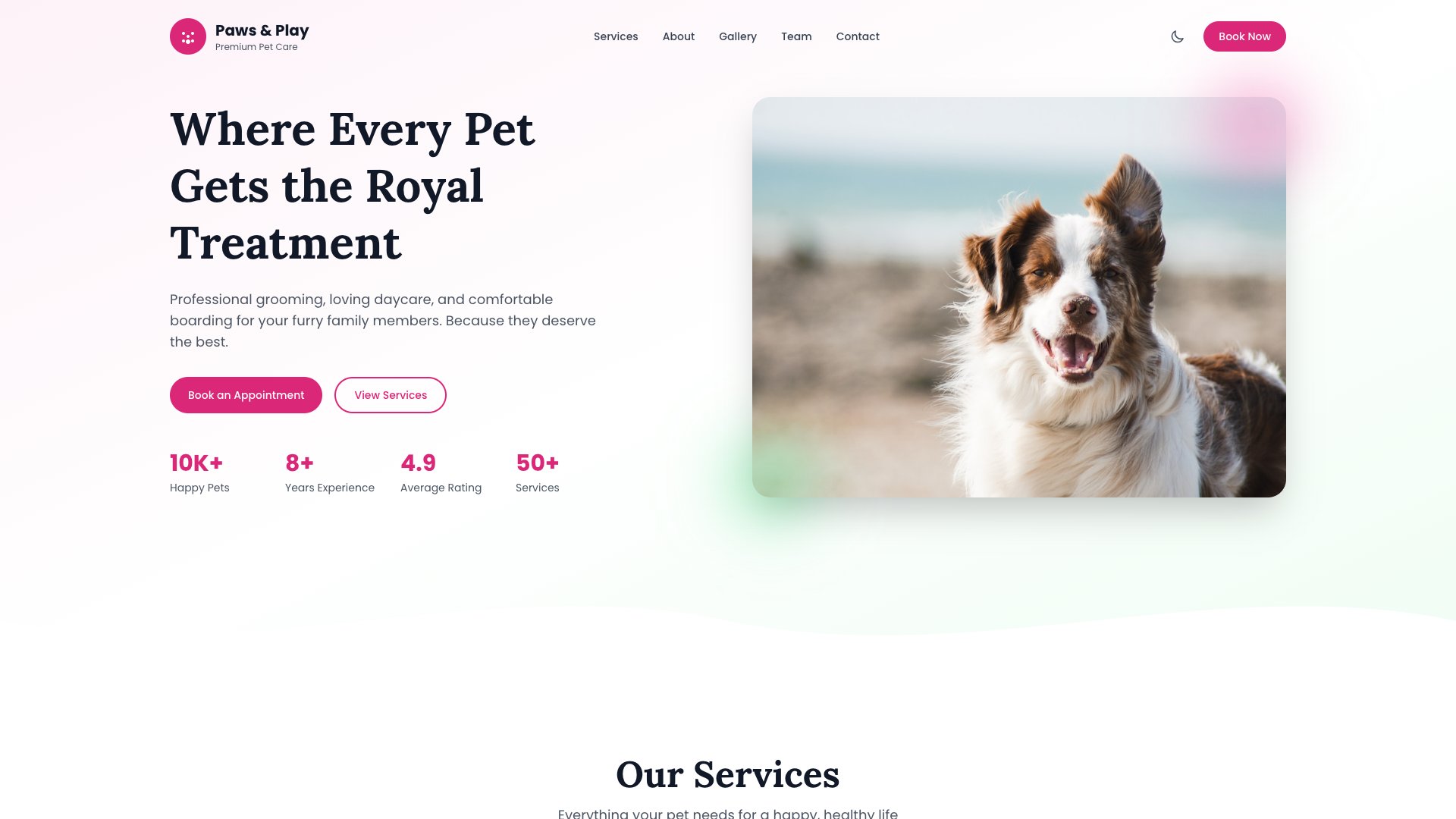 PawPal - Premium Astro Pet Care Template with Service Listings, Staff Profiles, and Gallery Section