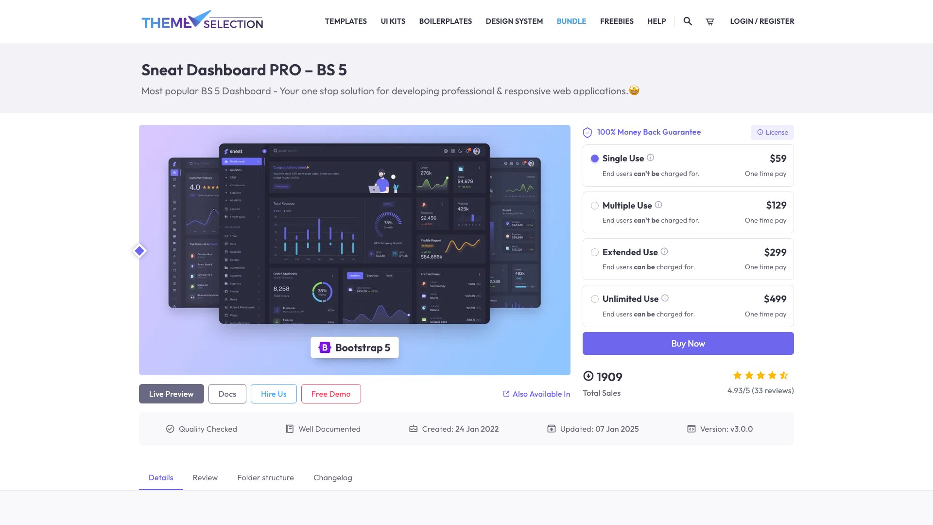 Sneat free Bootstrap 5 admin template