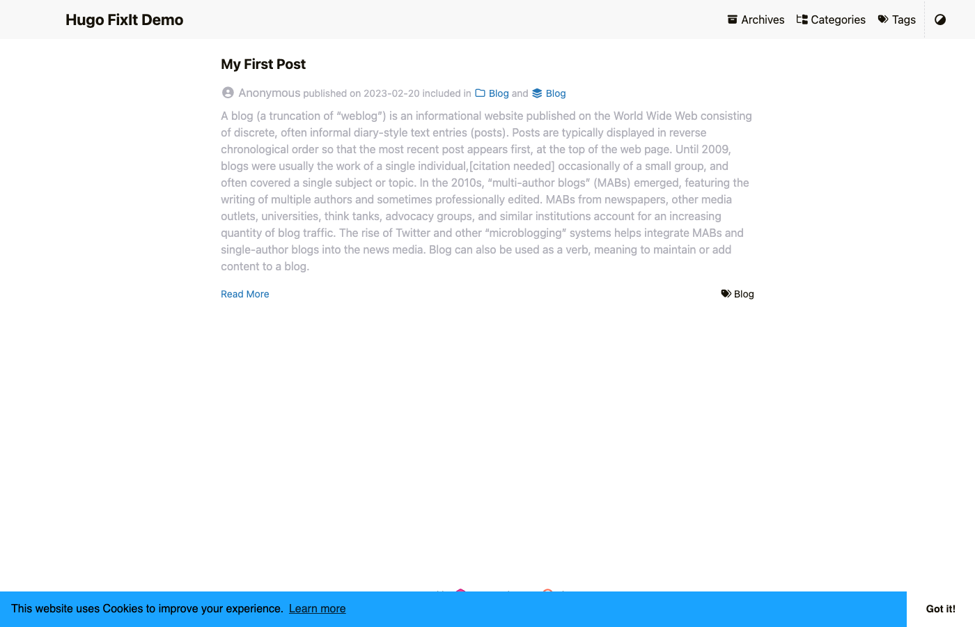 FixIt Hugo Theme - Free Actively Maintained LoveIt Fork with PWA AI Features and Content Encryption