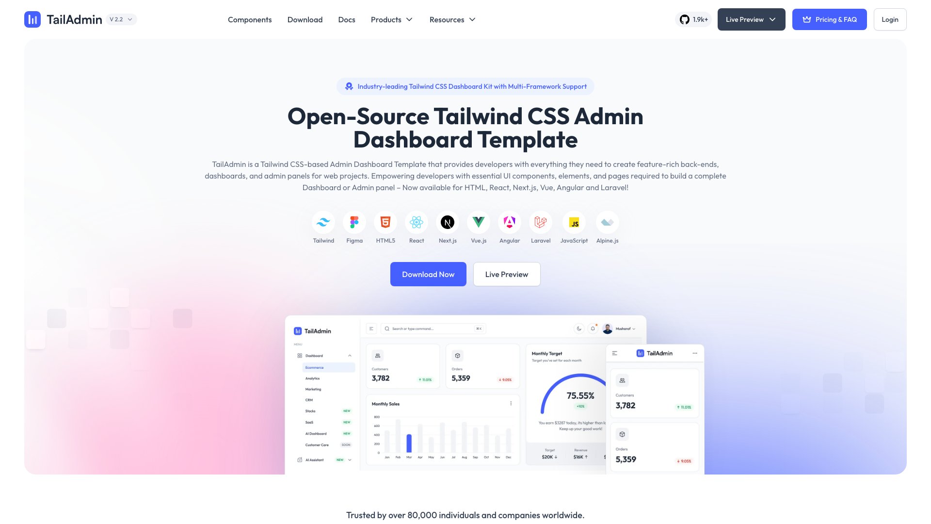 TailAdmin - Free Tailwind CSS dashboard template with 500+ UI components and 6 dashboard variations