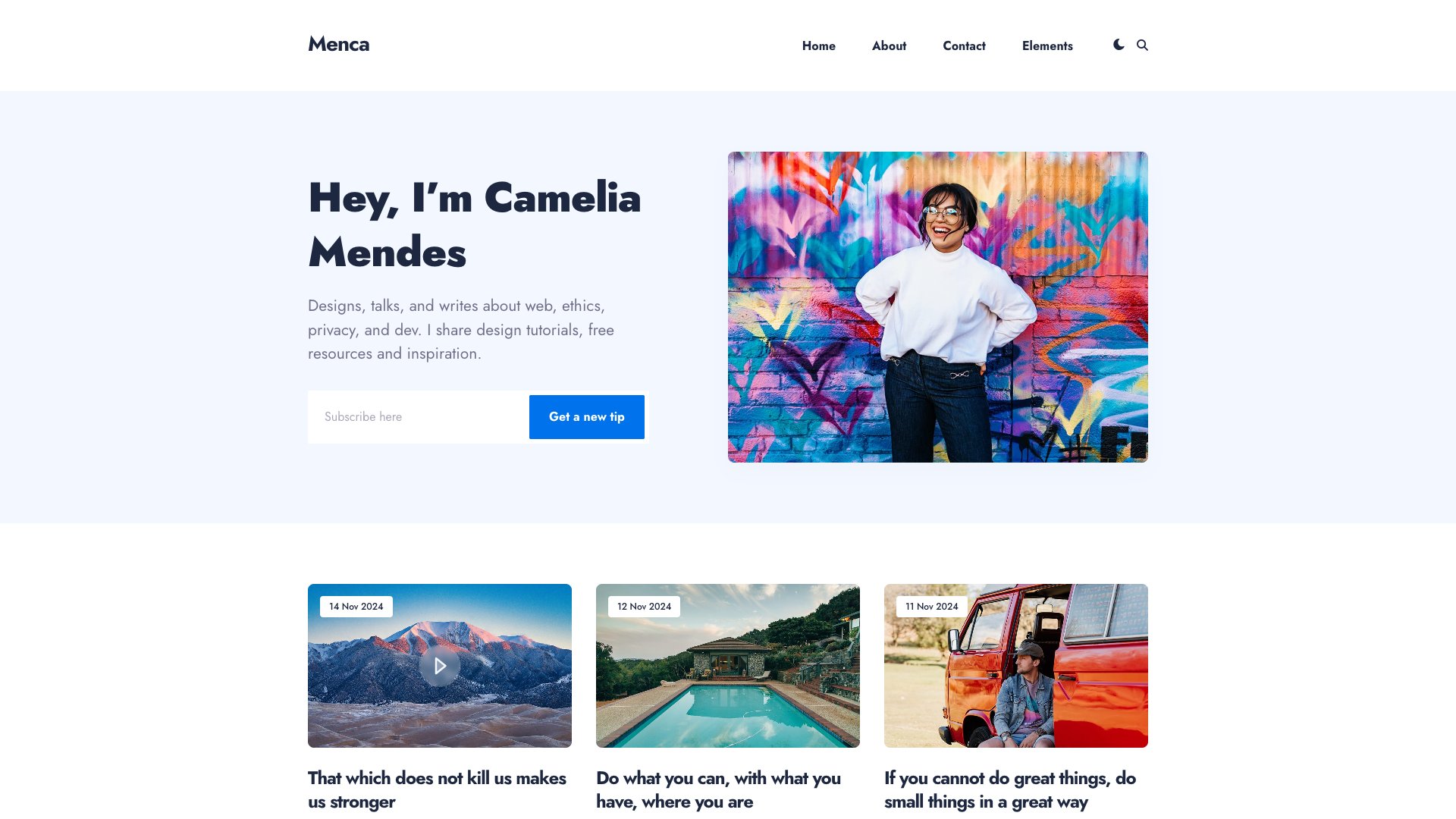 Menca - Premium Modern Personal Blog Jekyll Theme with Tag System Gallery Dark Mode and Clean Design