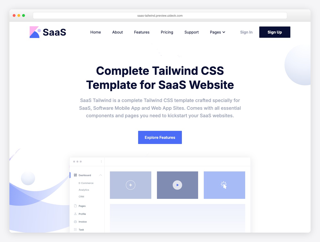 SaaS Tailwind - Premium SaaS Template by UIdeck with 50+ UI Components and Core Web Vitals Optimization