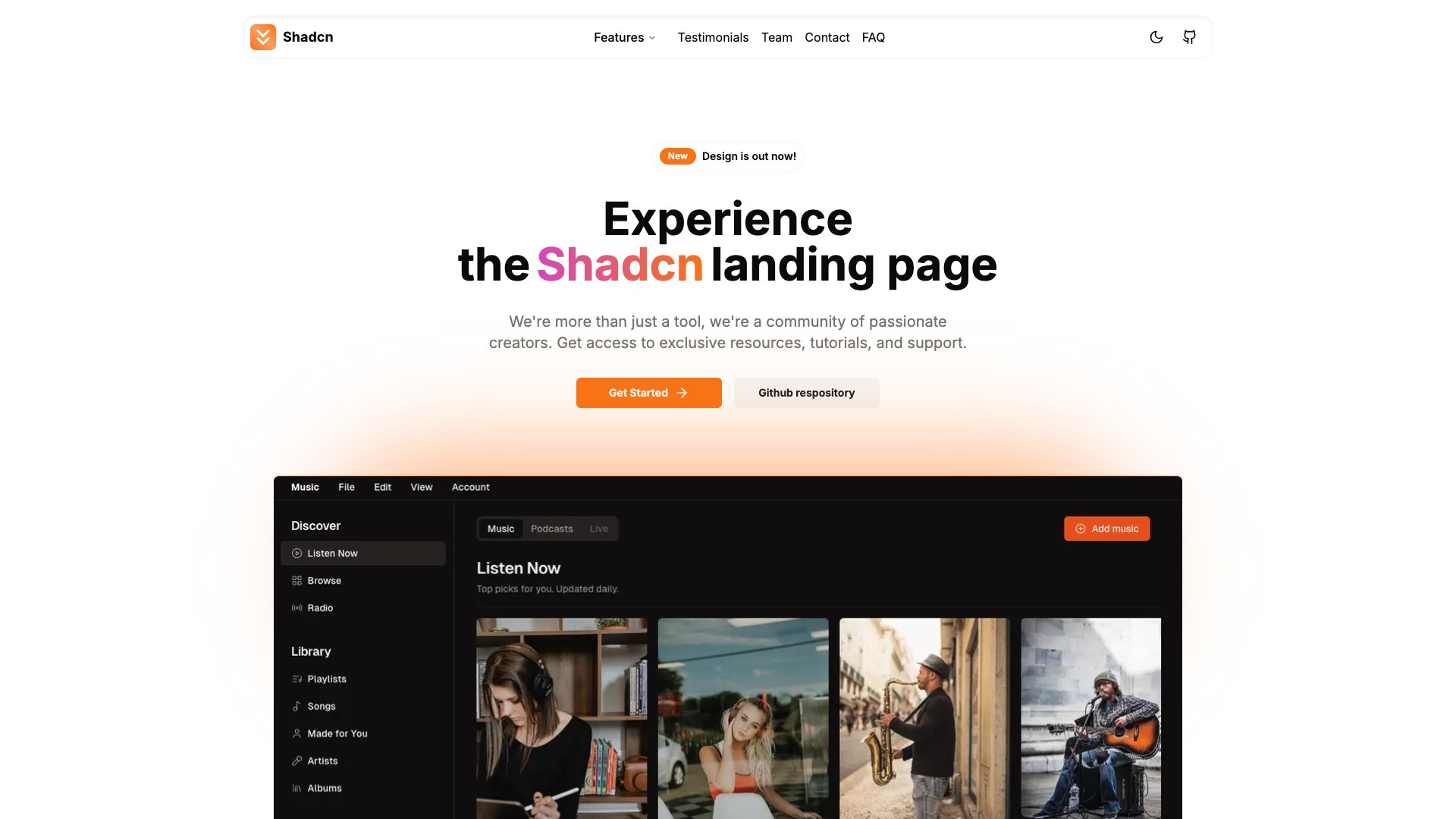 Shadcn Next.js Landing Page - Clean landing page with shadcn/ui components