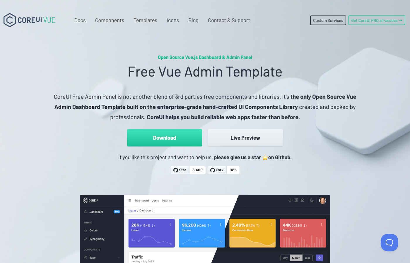 CoreUI Vue Admin Template - Bootstrap 5 powered Vue 3 admin dashboard