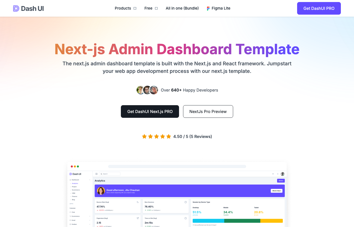 Dash UI - Free Next.js Bootstrap Admin Dashboard Template