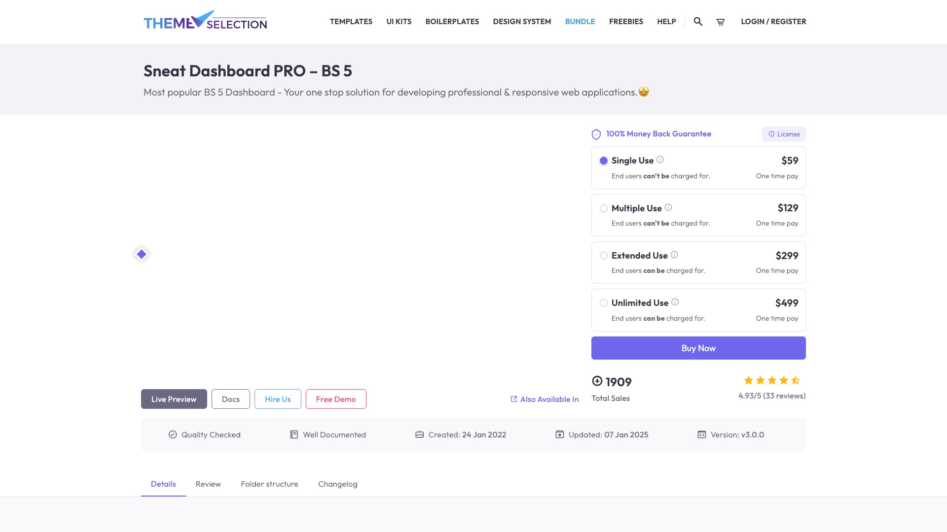 Sneat free Bootstrap admin panel