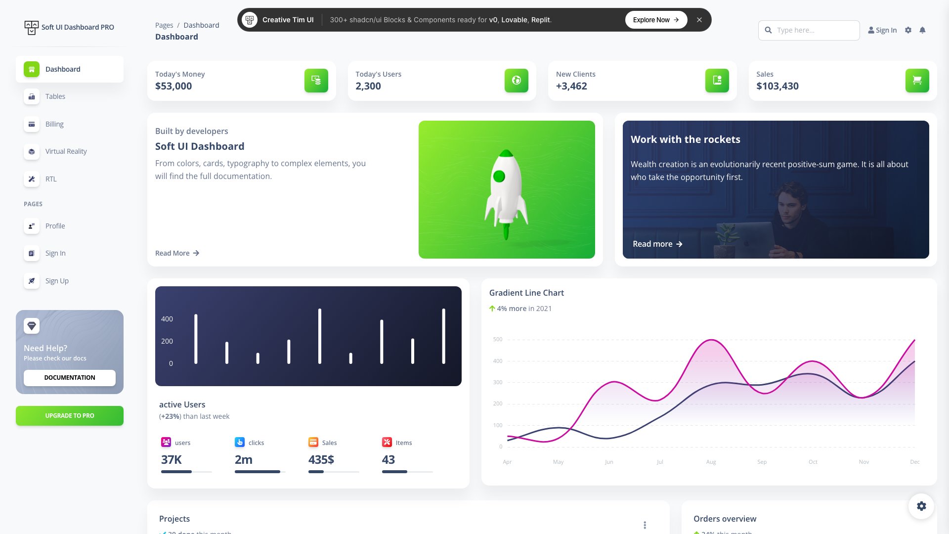 Soft UI Vue Dashboard free template