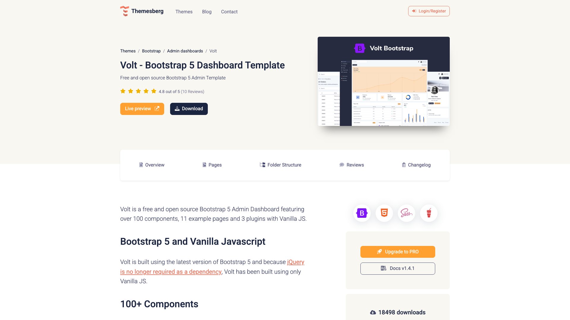 Volt Dashboard free Bootstrap 5 admin template