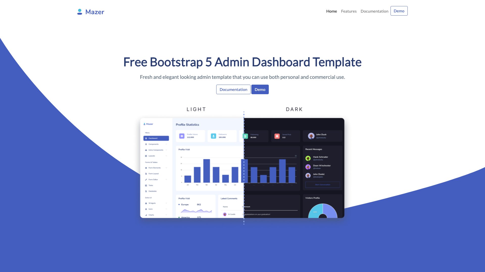 Mazer free Bootstrap dashboard template