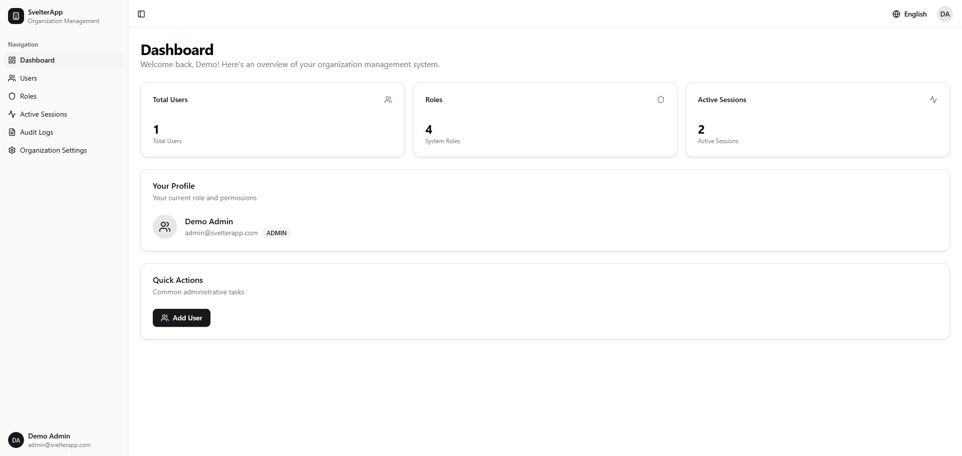 SvelterApp - Free Full-Stack SvelteKit Admin Dashboard with RBAC and Multi-Tenant Support