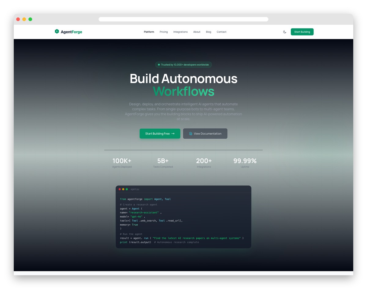 AgentForge - Astro and Tailwind CSS Template