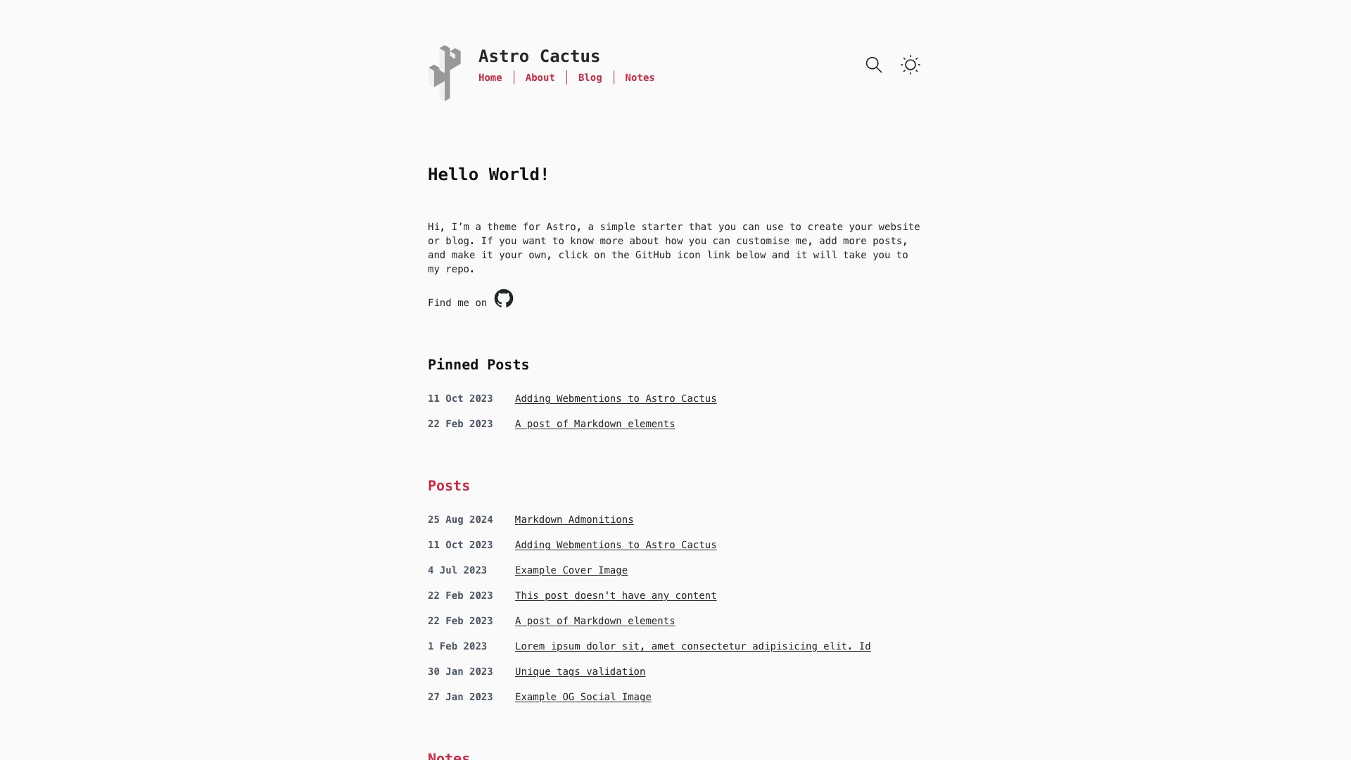 Astro Theme Cactus - Free Astro Blog/Docs Template
