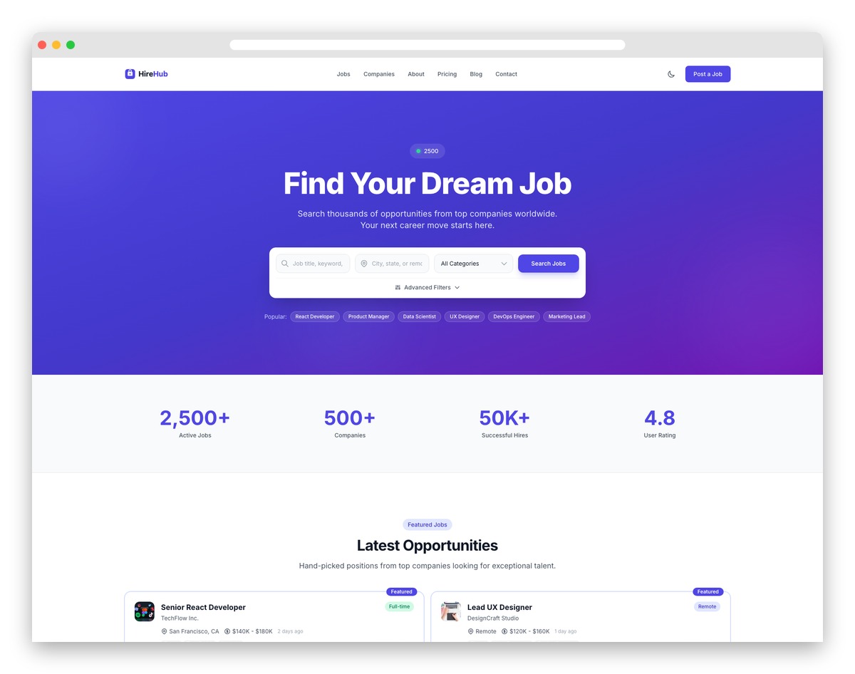 HireHub - Astro and Tailwind CSS Template