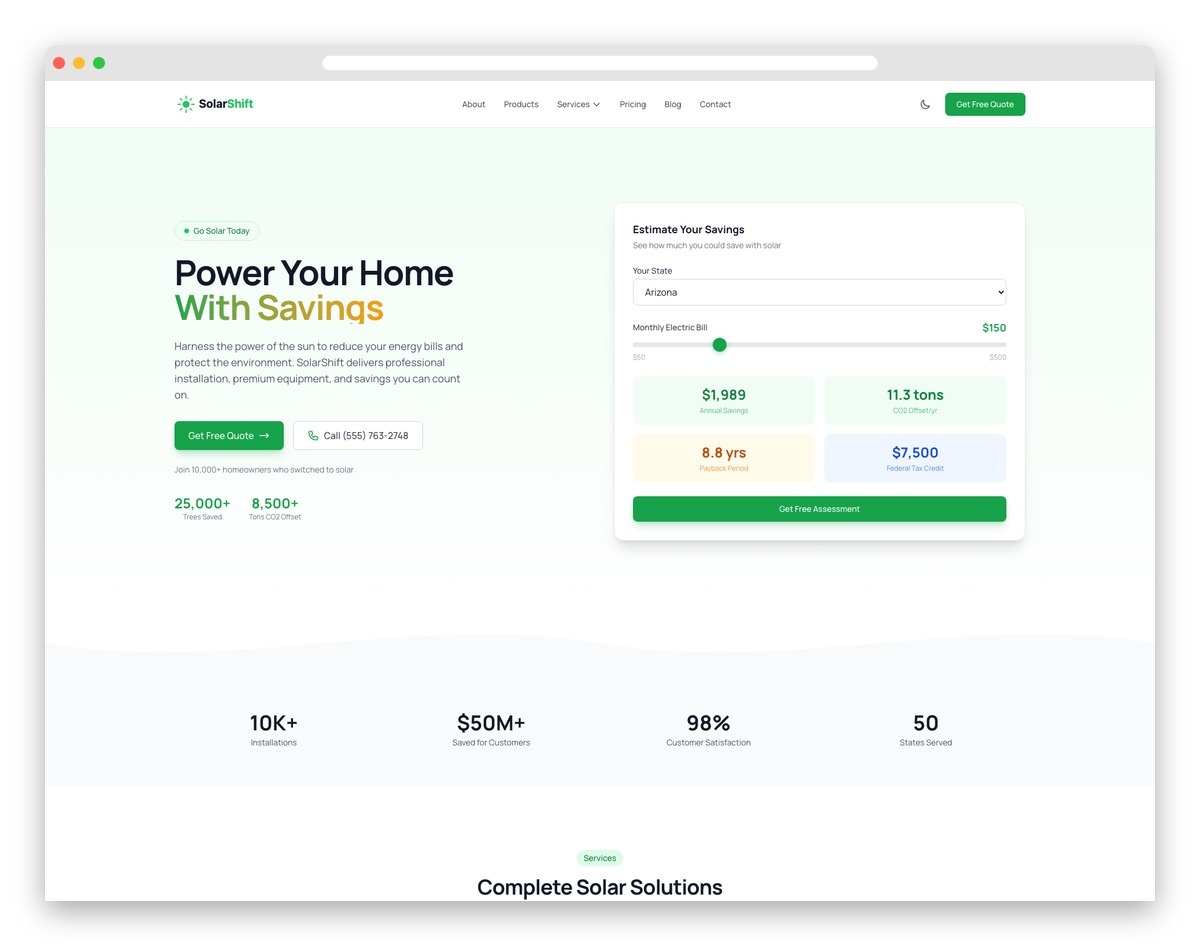 SolarShift - Astro and Tailwind CSS Template