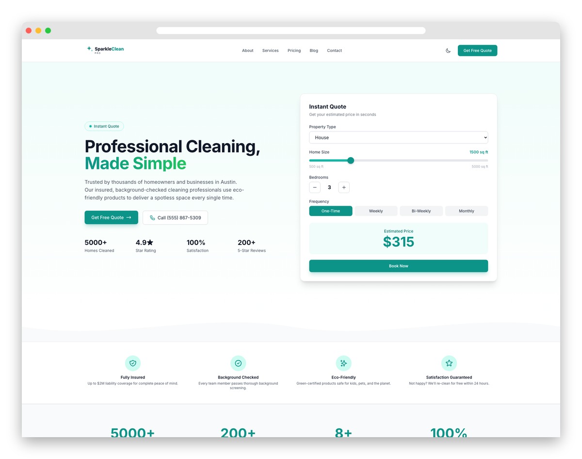 SparkleClean - Astro and Tailwind CSS Template