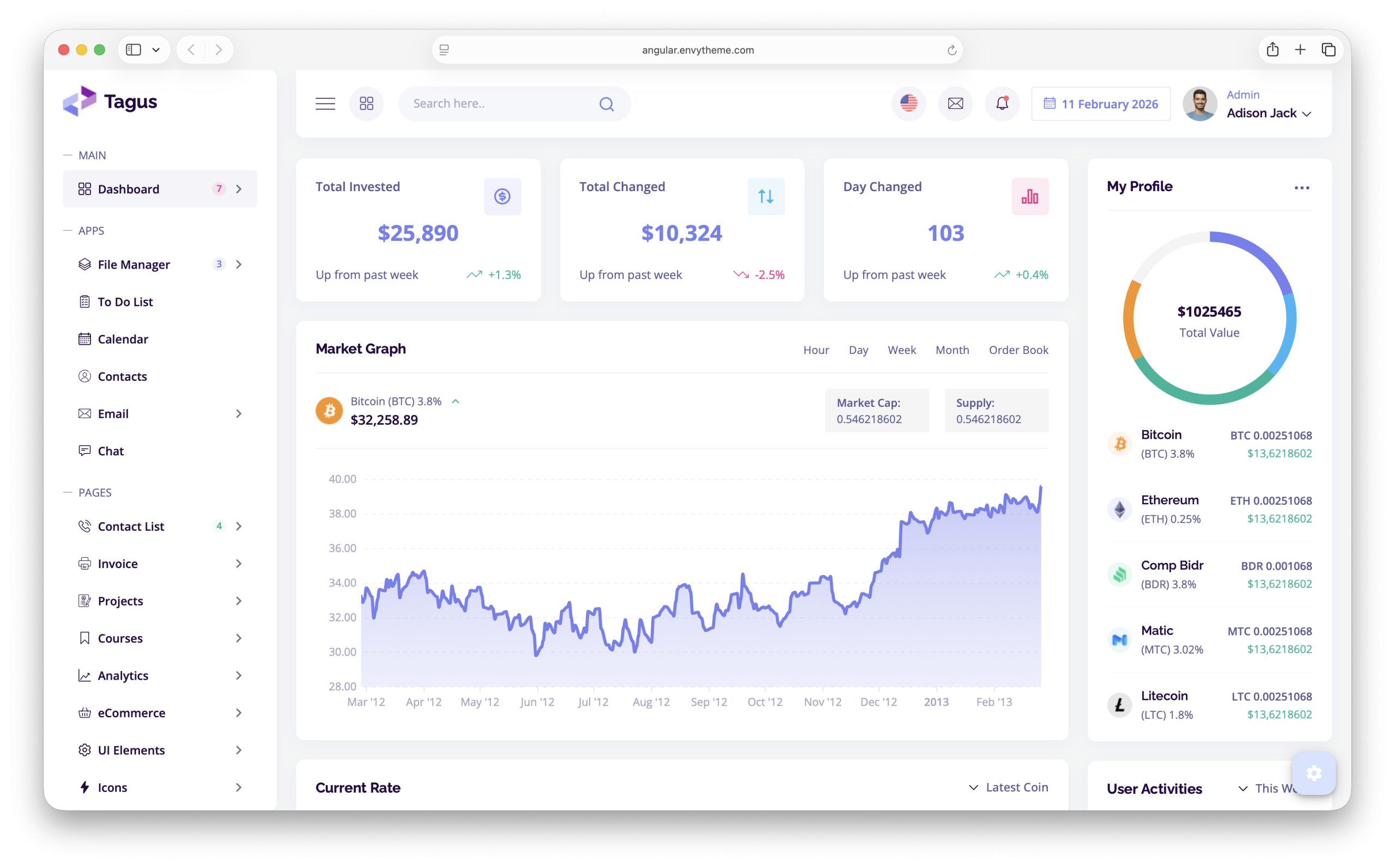 Tagus Angular - Feature-rich Material Design admin with 7+ dashboards and 132+ pages
