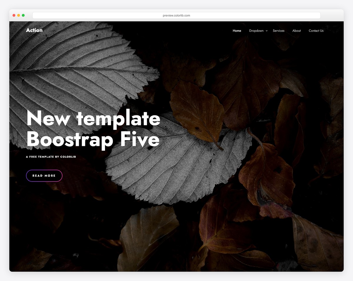 Action free Bootstrap 5 fitness template