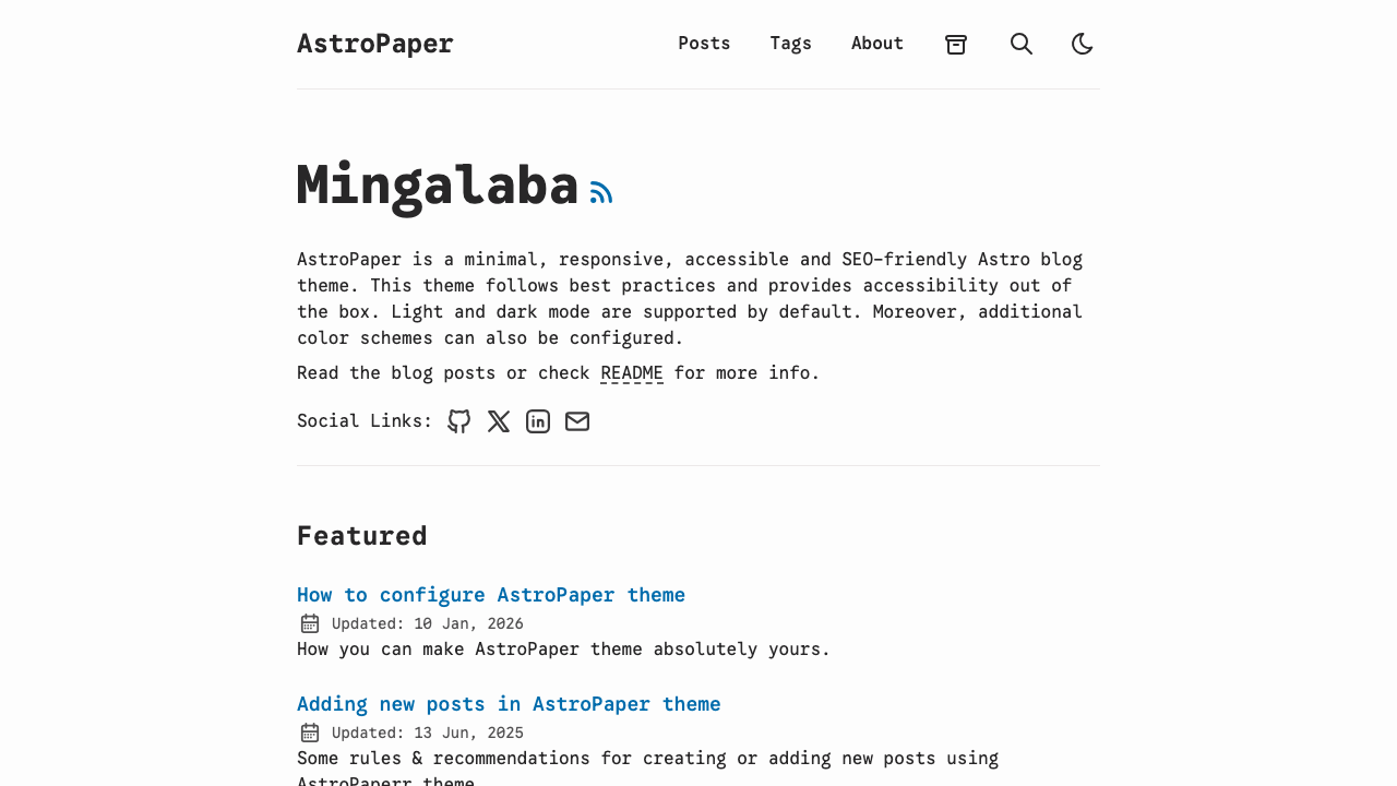 Astro Paper minimal blog portfolio template