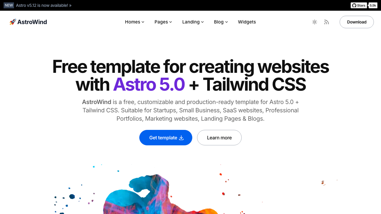 AstroWind Astro portfolio template with Tailwind CSS