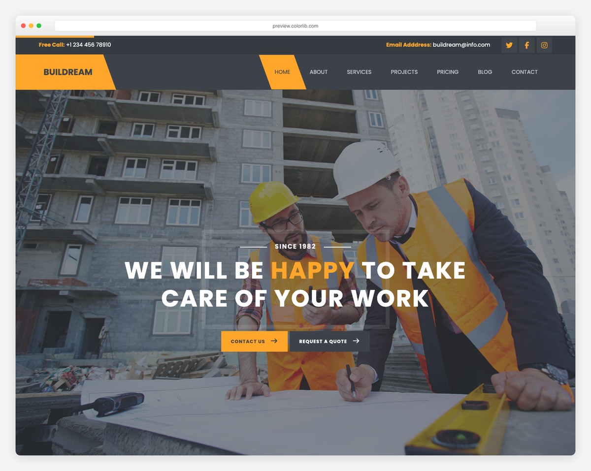 Buildream free Bootstrap 5 construction template