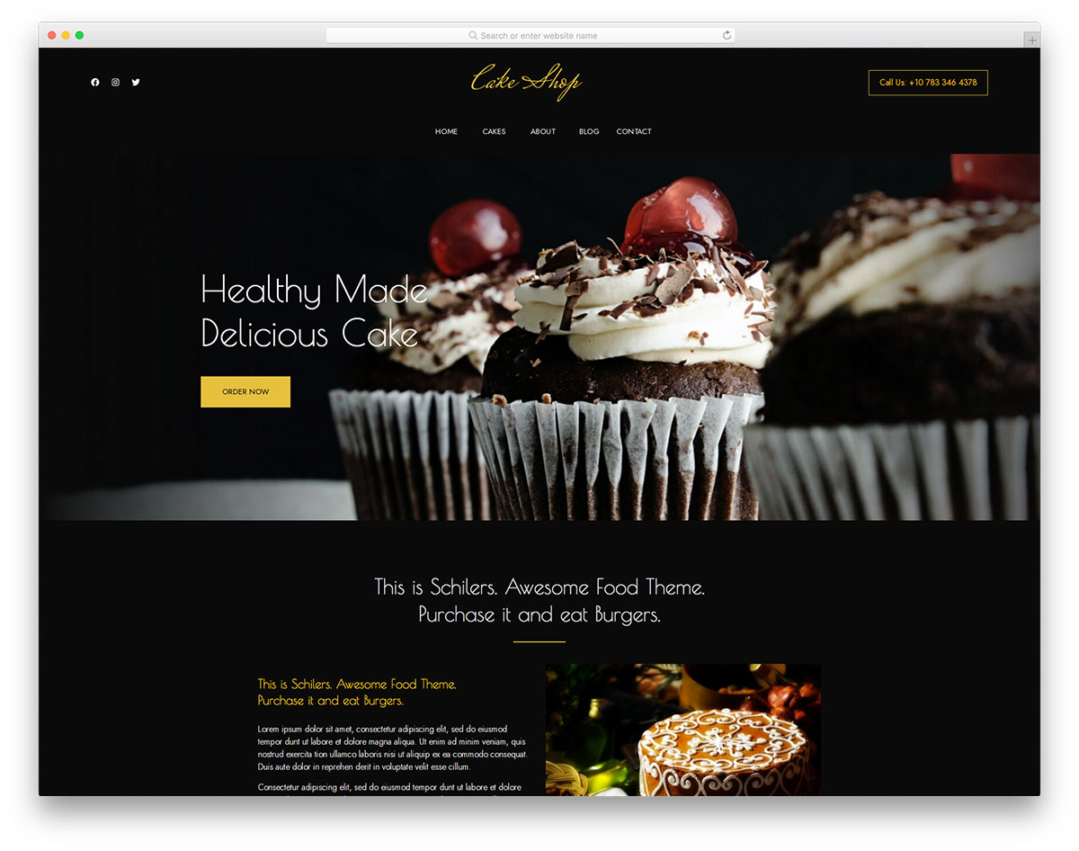 Cakeshop free responsive bakery template