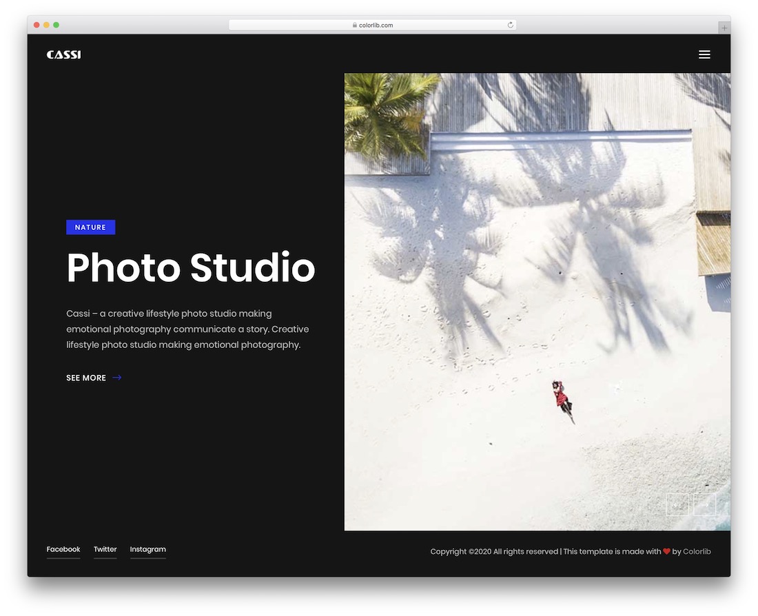 cassi free bootstrap photography template