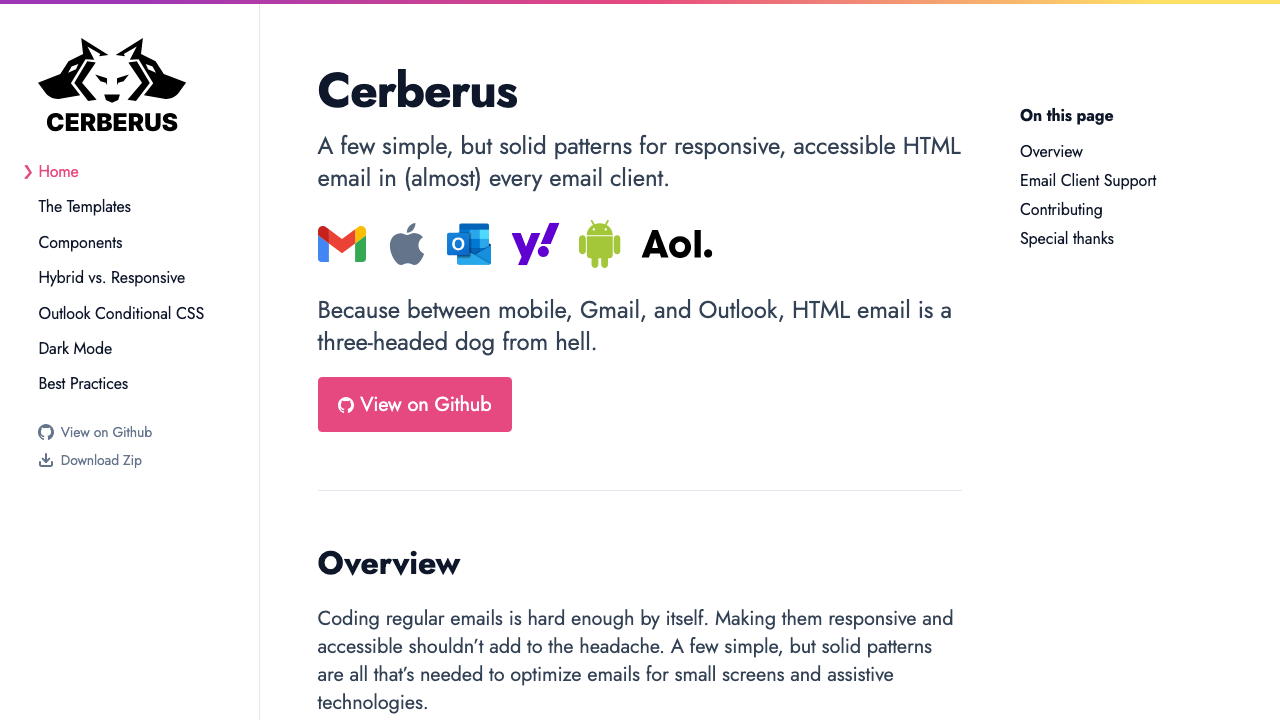 Cerberus - Rock-solid responsive HTML email patterns