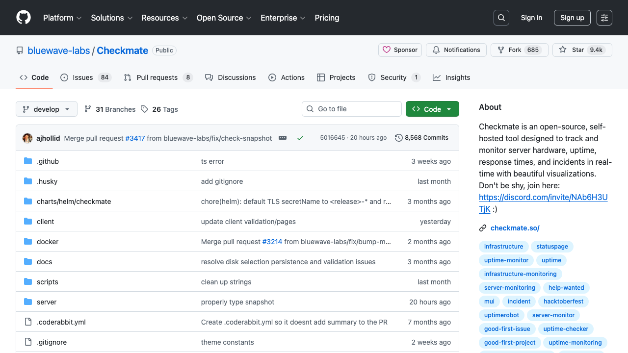 Checkmate - Open source server and uptime monitoring