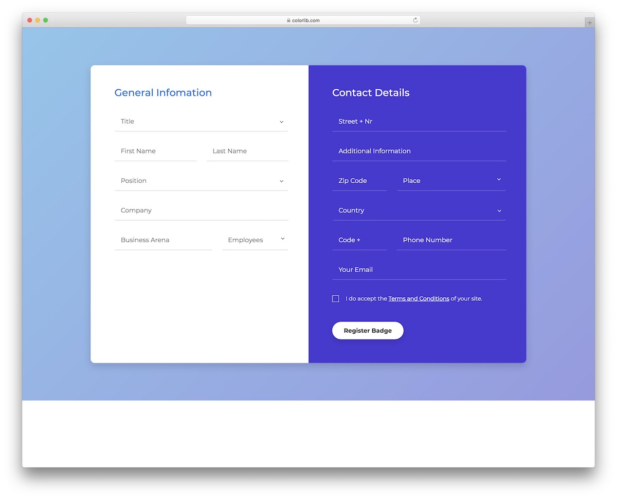 colorlib registration form v36