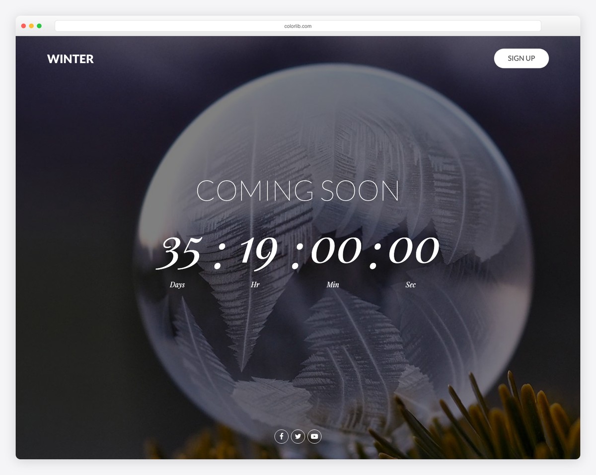 Coming Soon 11 template featuring modern geometric design with animated shapes and countdown timer