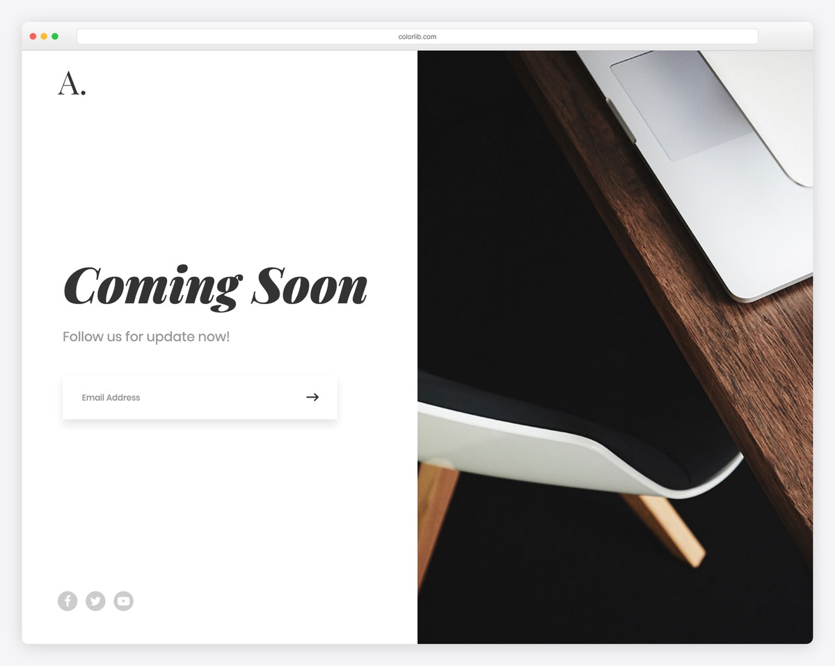 Coming Soon 12 template with parallax scrolling background, floating countdown and gradient overlays