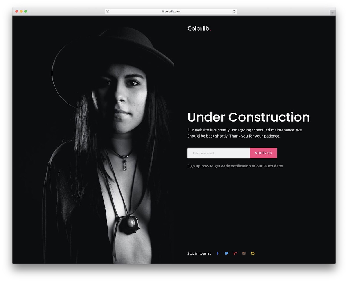 Coming Soon 19 template with dark split-screen design