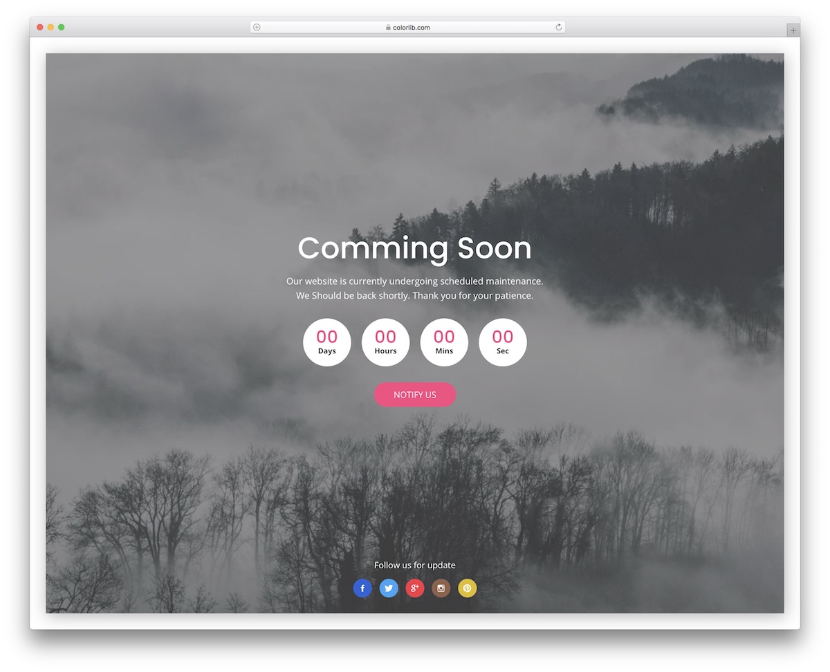 Coming Soon 20 template with non-traditional design