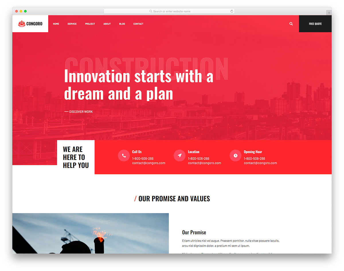 Congoro free responsive construction template