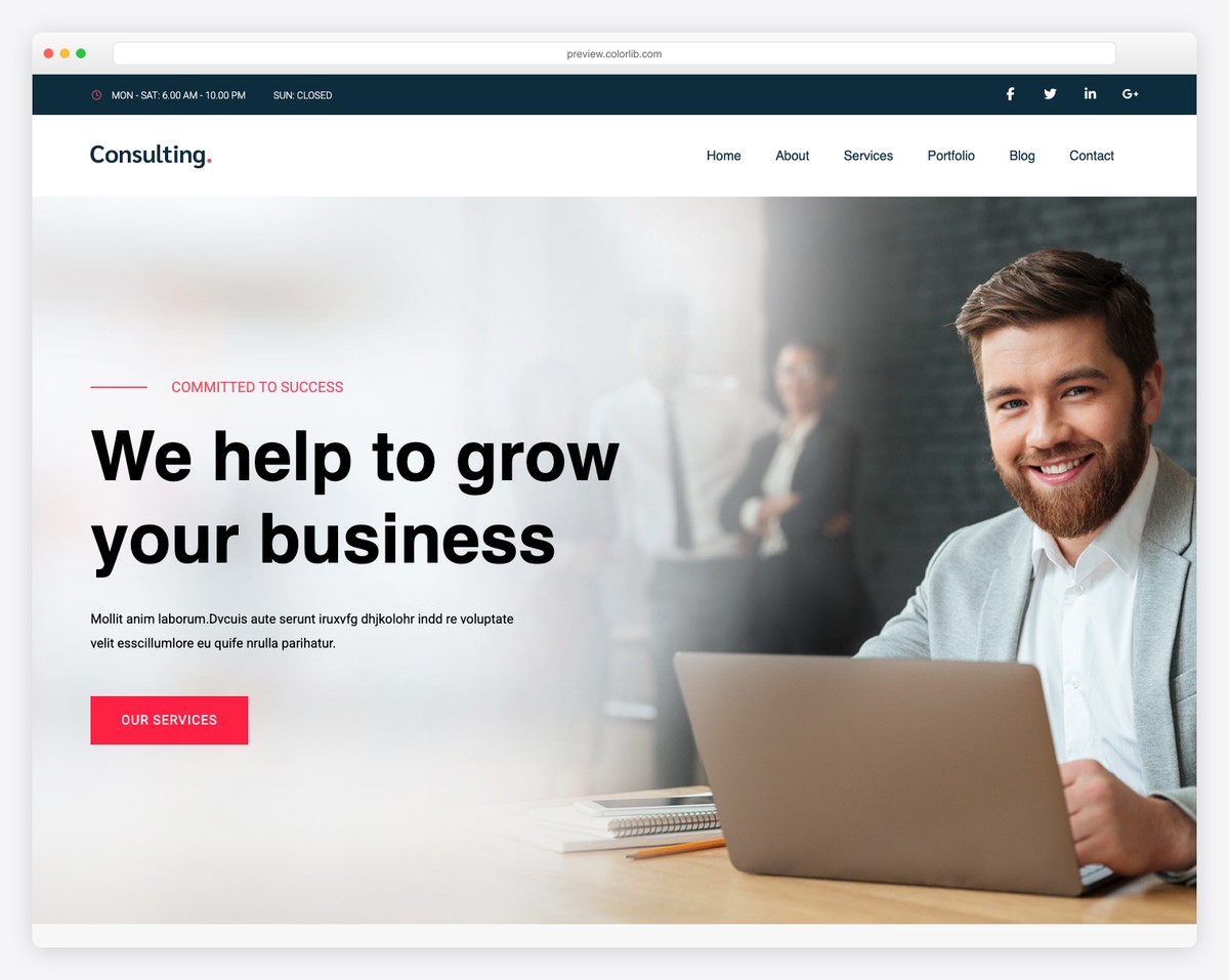 ConsultingBiz free responsive Bootstrap template for consulting firms