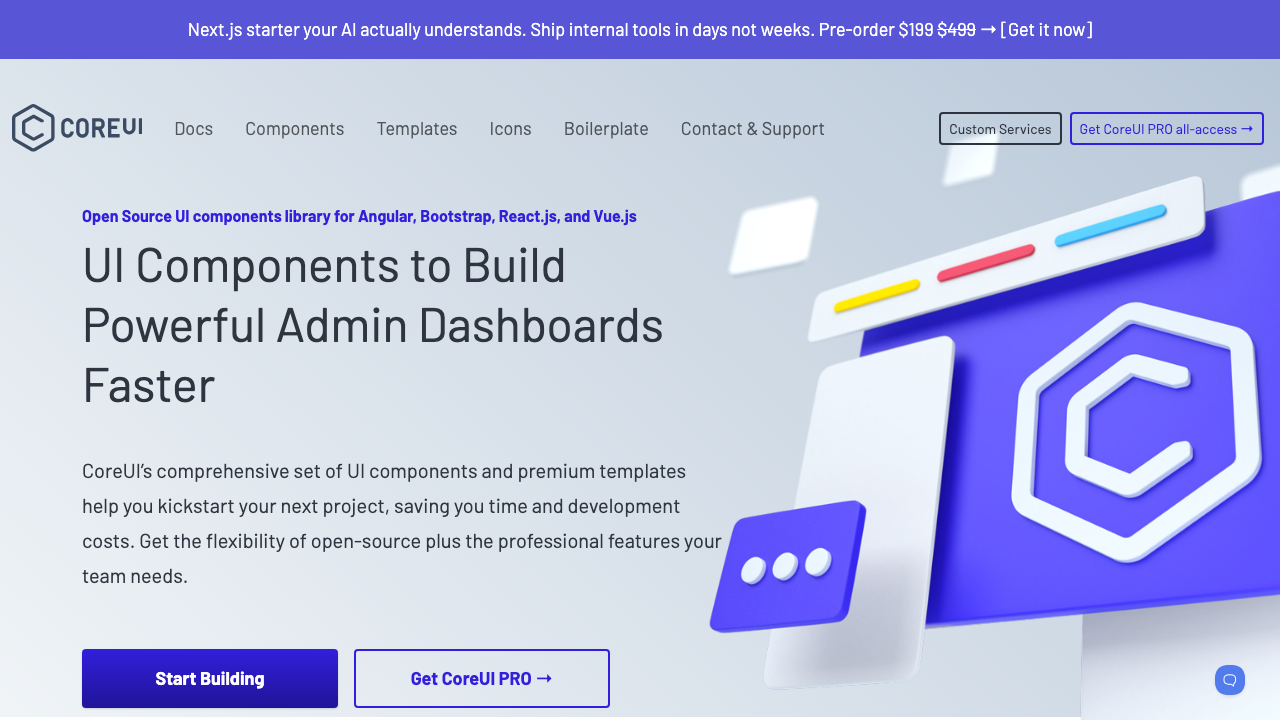 CoreUI admin dashboard template for healthcare applications