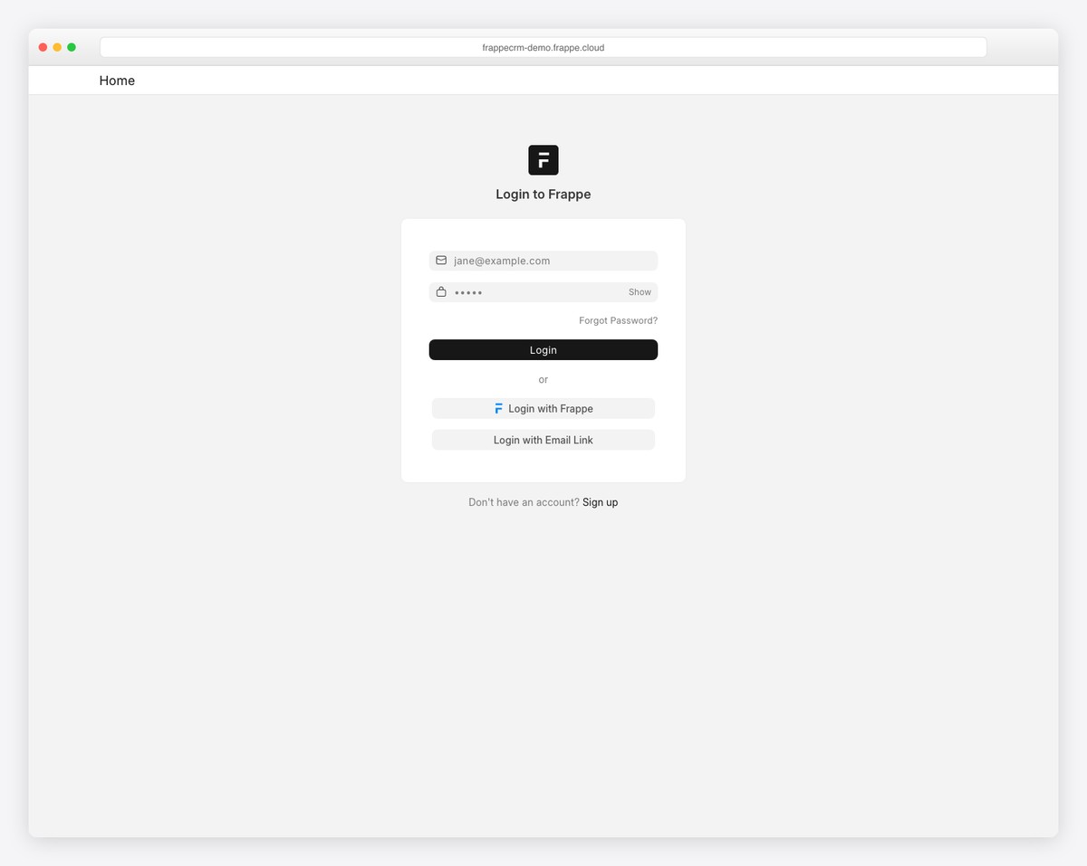 Frappe CRM modern interface with WhatsApp integration, deal kanban, and lead management