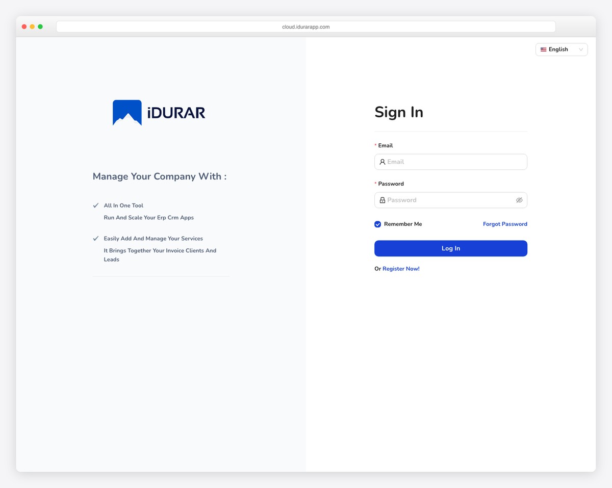 IDURAR open-source ERP CRM with invoice management, payment tracking, and customer management
