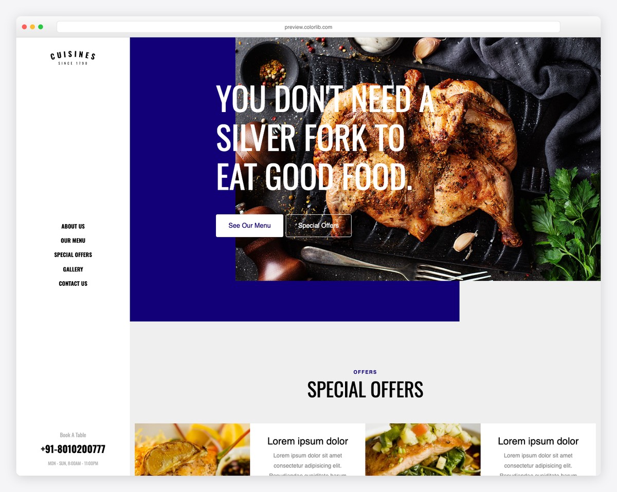 Cuisines free Bootstrap 5 restaurant template