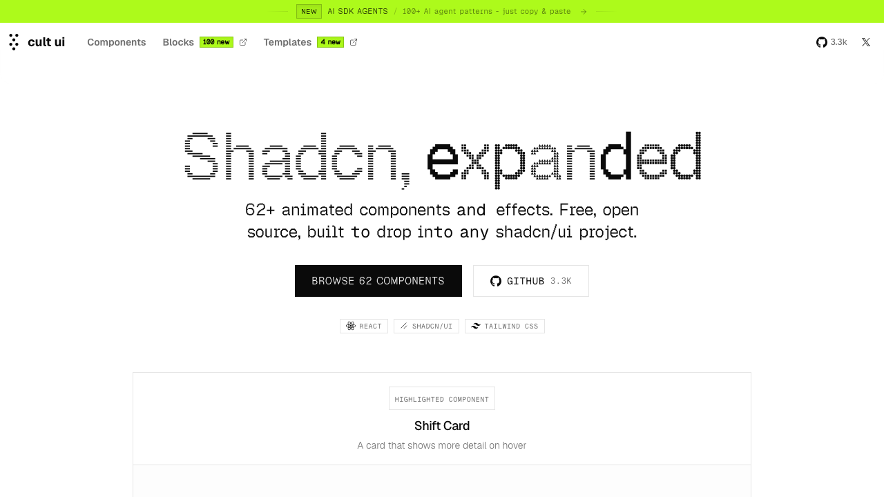 cult ui ai components shadcn