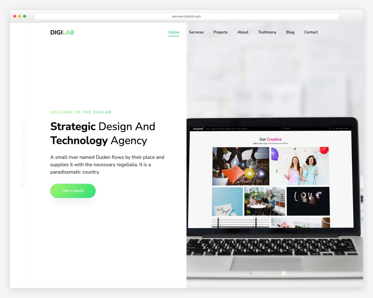 Digilab free responsive Bootstrap template for digital agencies