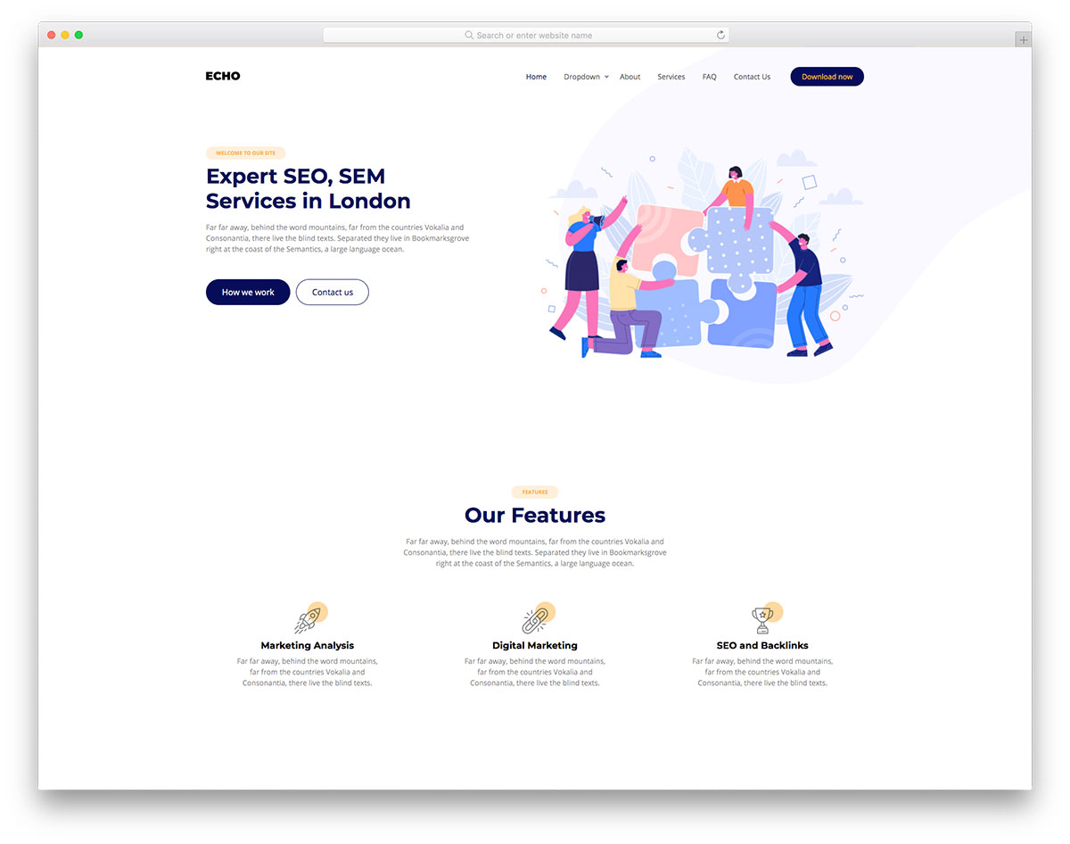 Echo free responsive Bootstrap template for digital marketing