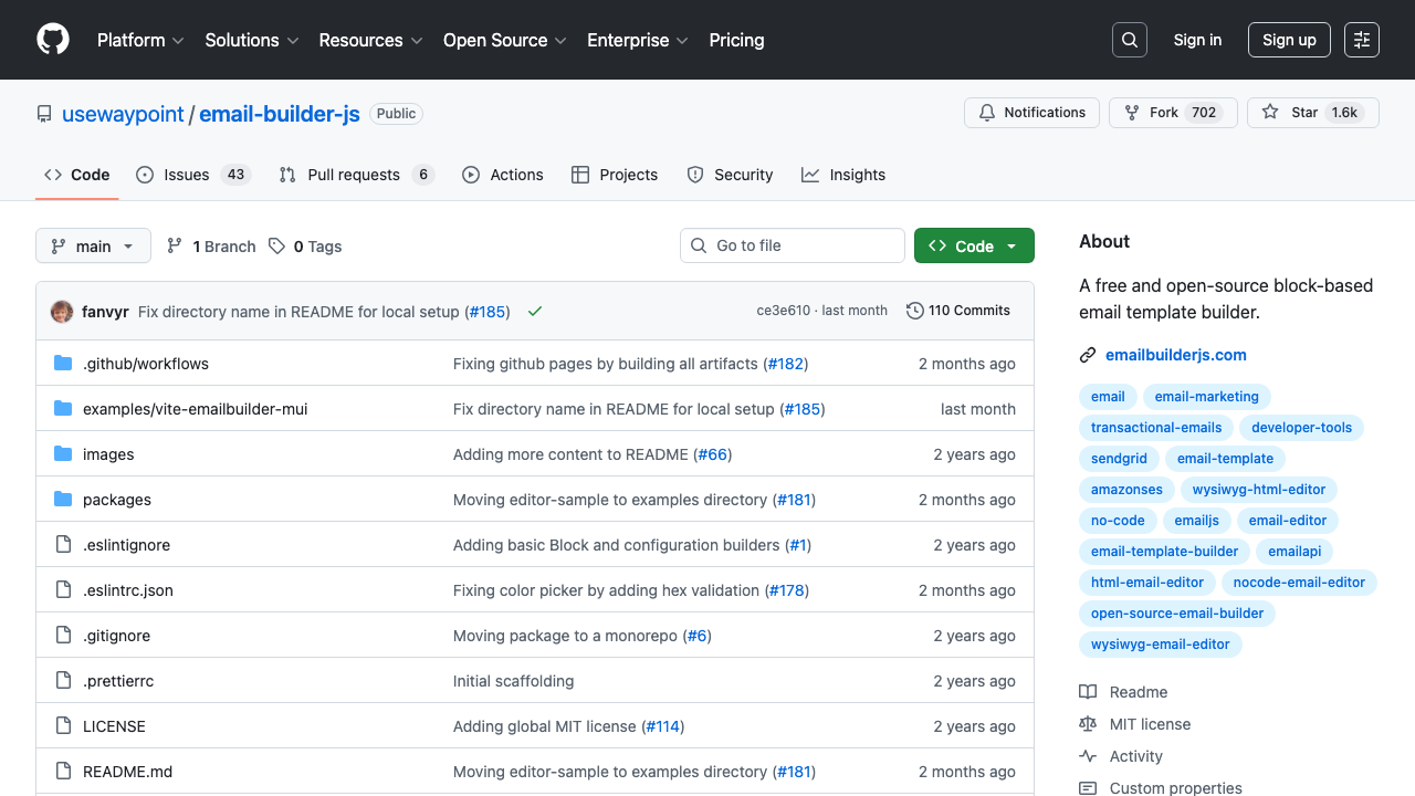 EmailBuilder.js - Block-based email template builder