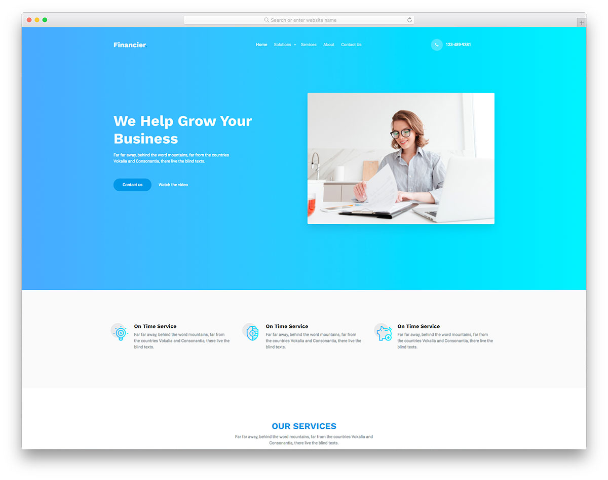 Financier free responsive Bootstrap template for financial services