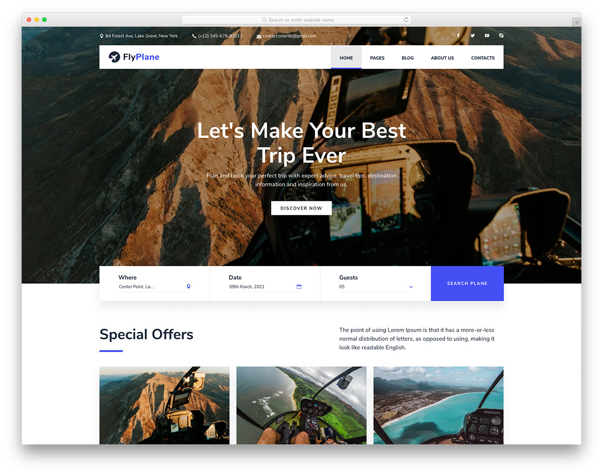 flyplane free bootstrap html template for travel