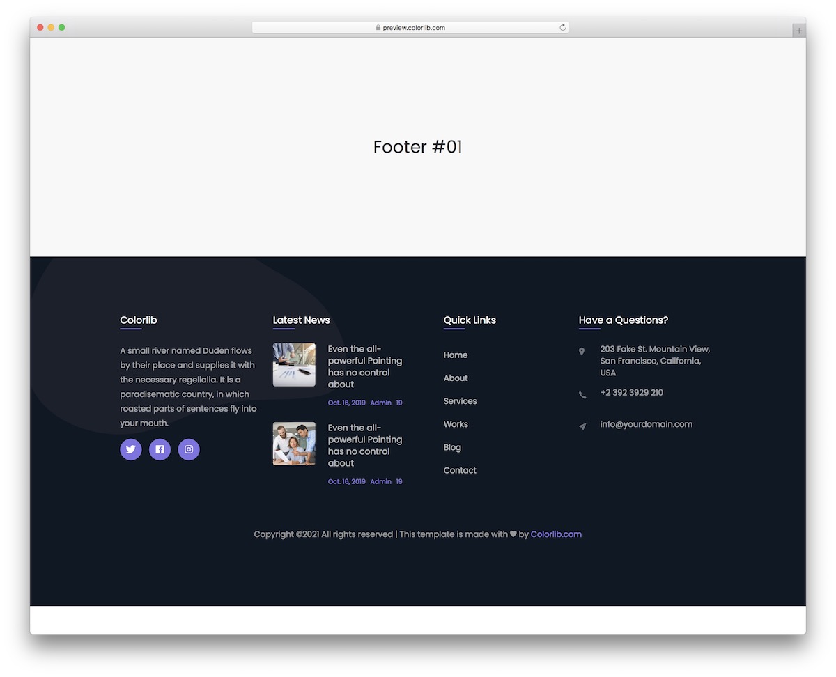 bootstrap footer v11 free template