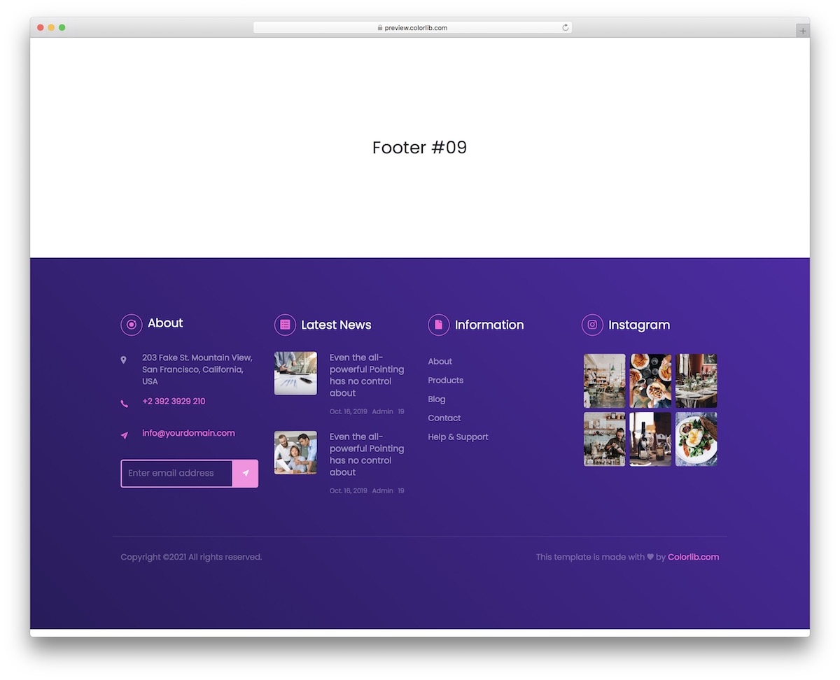 bootstrap footer v19 free template