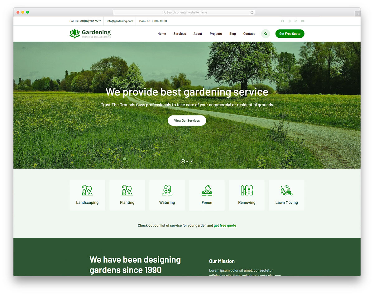 Gardening free Bootstrap 5 landscaping template